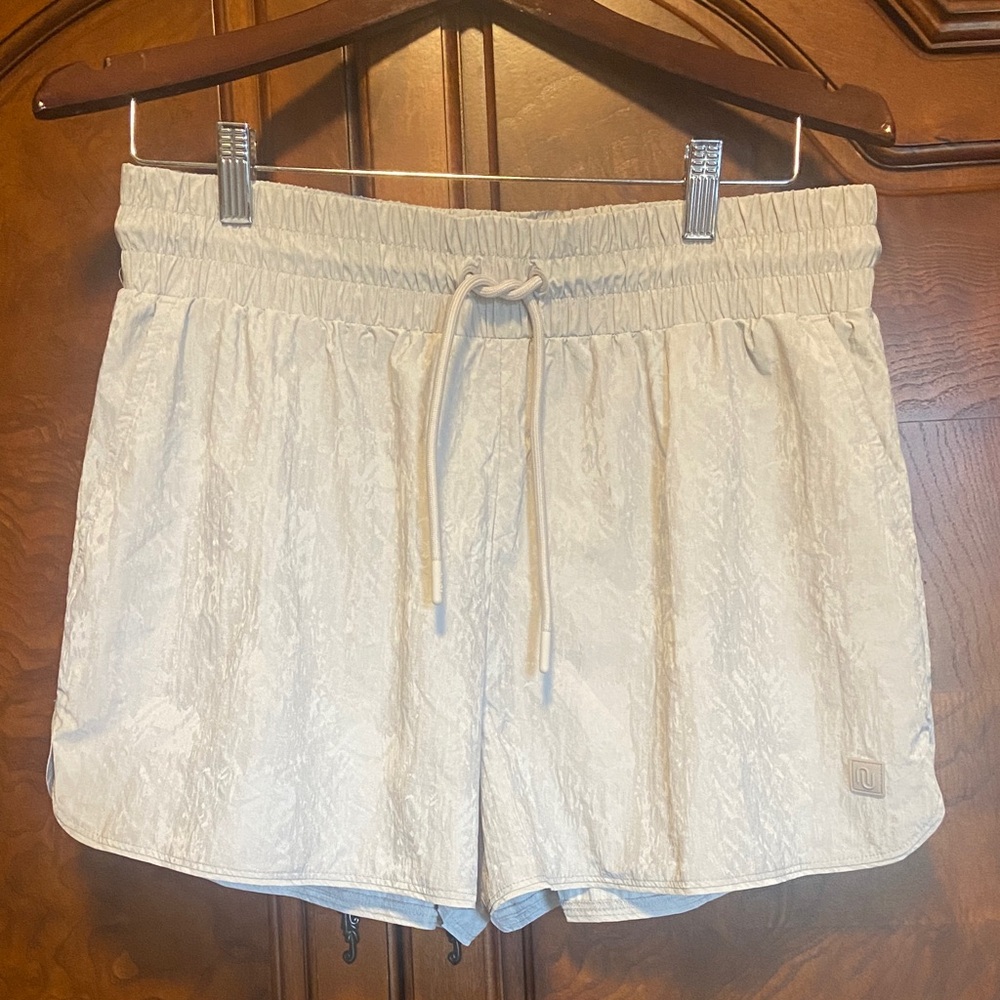 Nuuds Pebble Beige Retro Nylon Track Shorts 
Size Large